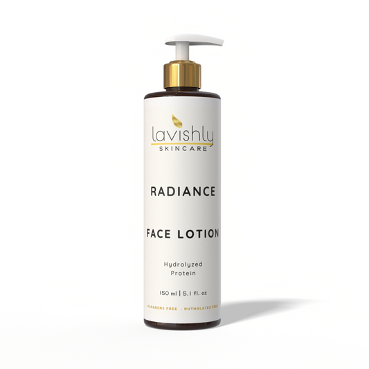 Lavishly Skincare Radiance Face Lotion bottle on a white background